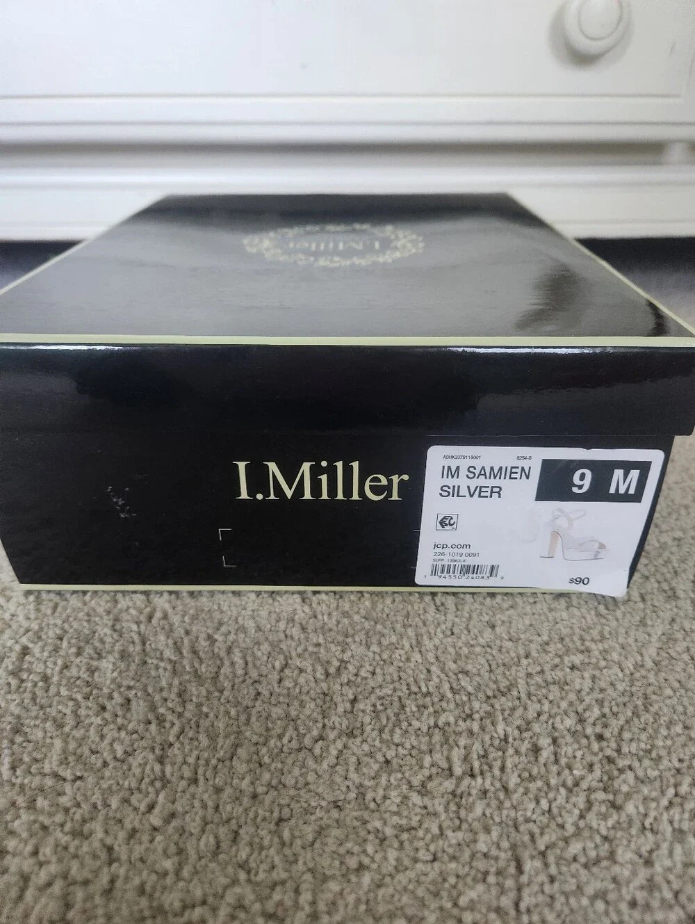 I Miller Silver Samien Sparkle Strappy Block Heels Womens